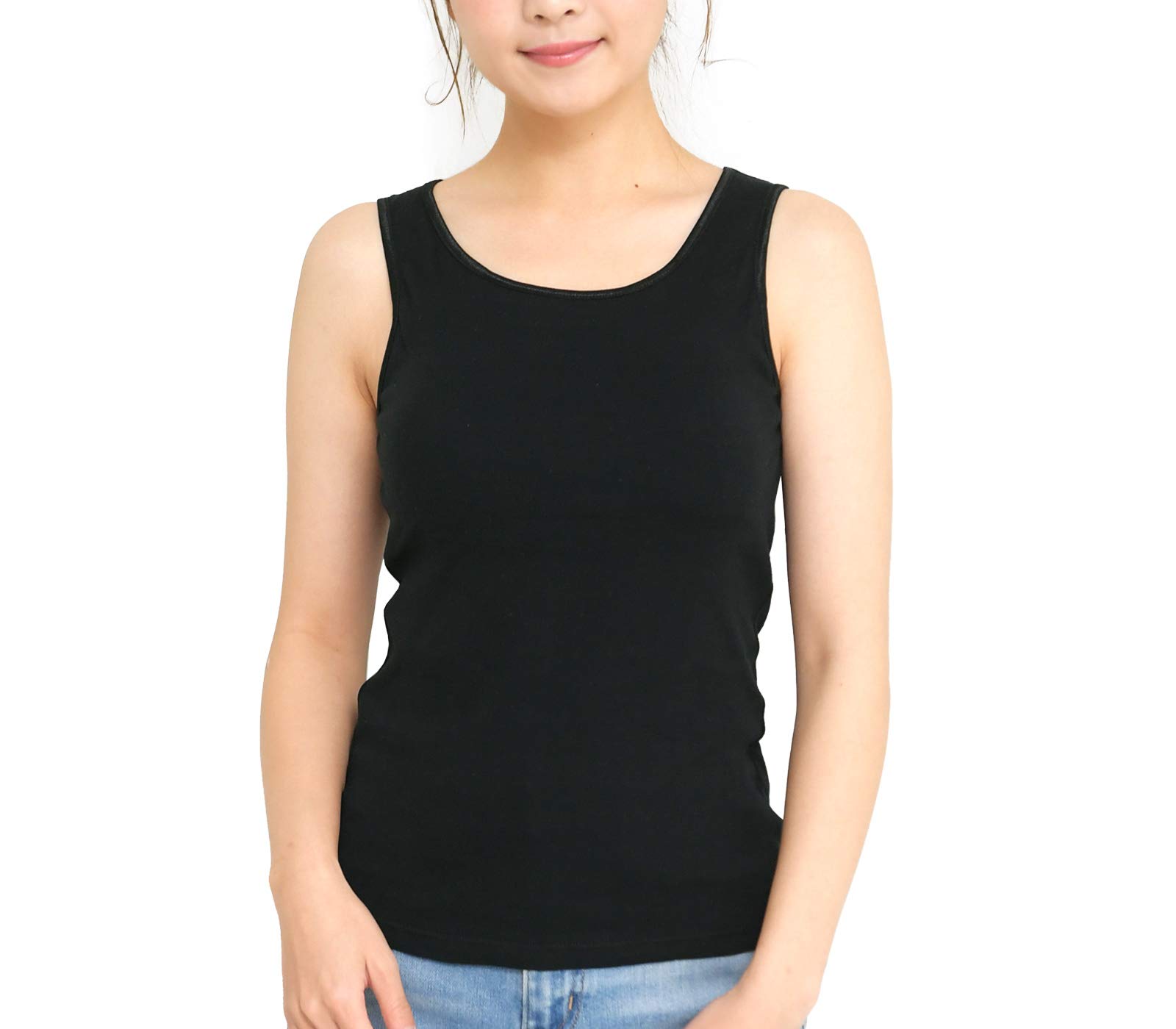 

Laulea Akoakoa Black M Cup Padded Cotton Tank Top for Simple and Solid Cotton No Elastic Small Snug Cotton Inner Small Beautiful Small Black Small