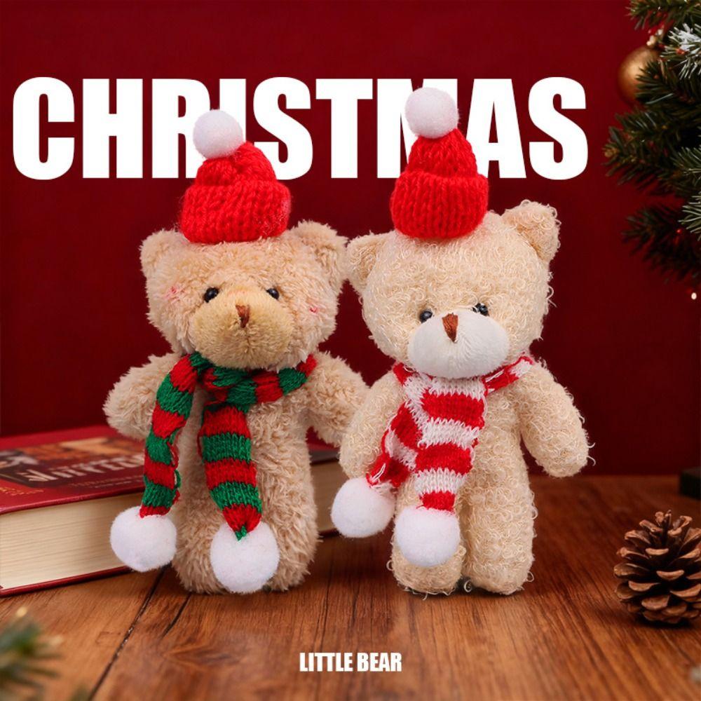 10Pcs With scarf Christmas Bear Plush Toy Cartoon Animal Bear Plush Dolls Holiday Gift