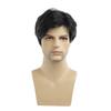 Mens Short Wig Side Part Brown Blonde Mix Heat Resistant Synthetic Hair Any Face Shape