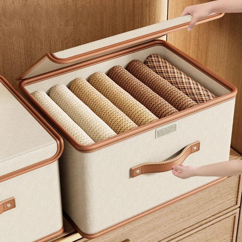 Dustproof Storage Box with Lid Large Capacity Foldable Clothes Storage Box Double Thickness Moisture-proof Storage Box