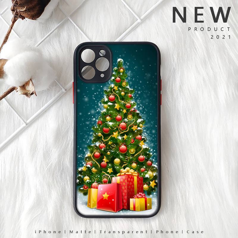 Merry Christmas New Year Tree Phone Case Matte Transparent  For Iphone 7 8 11 12 Plus Mini X Xs Xr Pro Max Cover