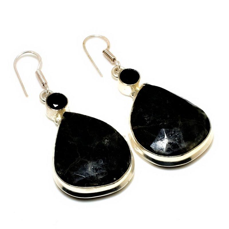 

Ювелирные серьги с лабрадором и черной шпинелью 925 пробы, посеребренные, 2,12 дюйма