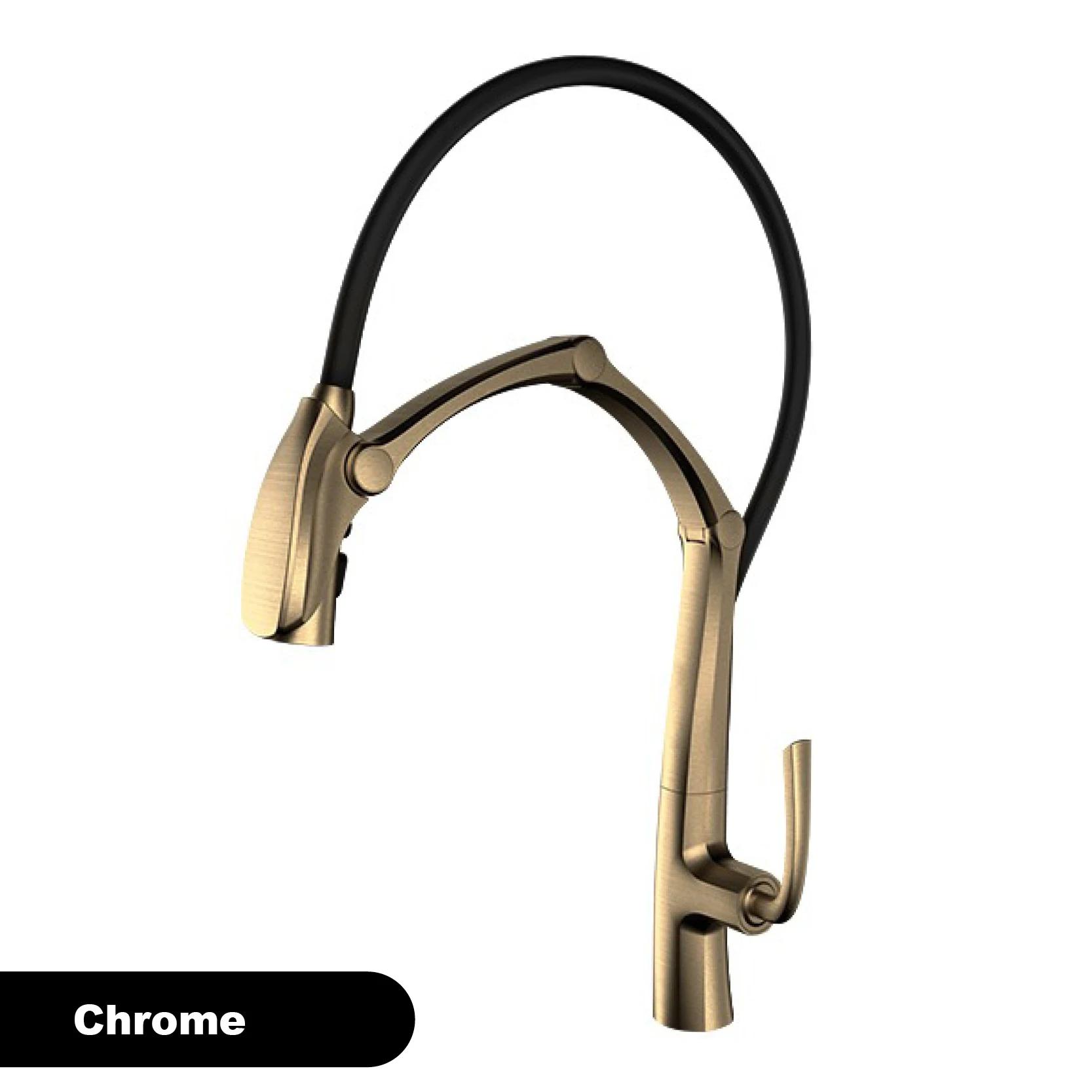 Для кухни De Luxe En Laiton Et Bronze À Canon Avec Affichage LED, Capteur Et Pulvérisation Extractable