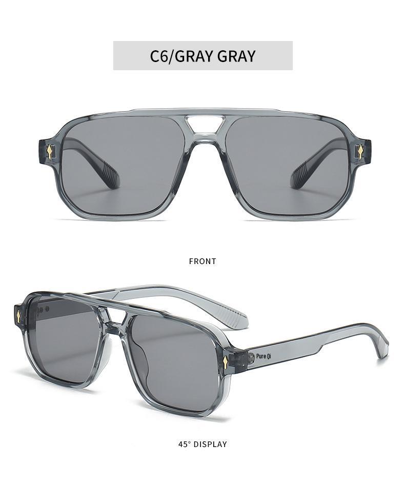 New European and American Retro Double-Beam Men's Square Sunglasses - Fashionable for Driving and Business