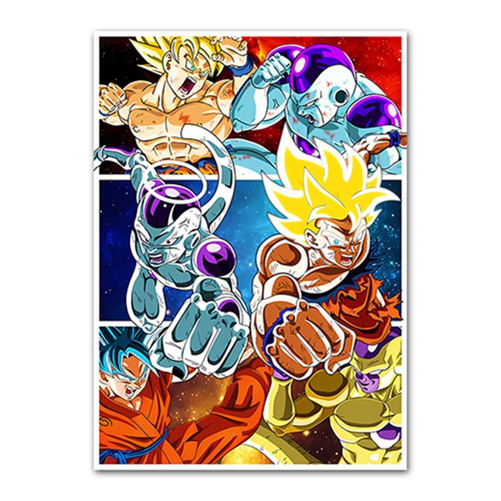 Japanese Modern Anime Retro Dragon Ball Poster Goku Gohan Vegeta Piccolo Friza Canvas Painting Print Wall Art Children Gift
