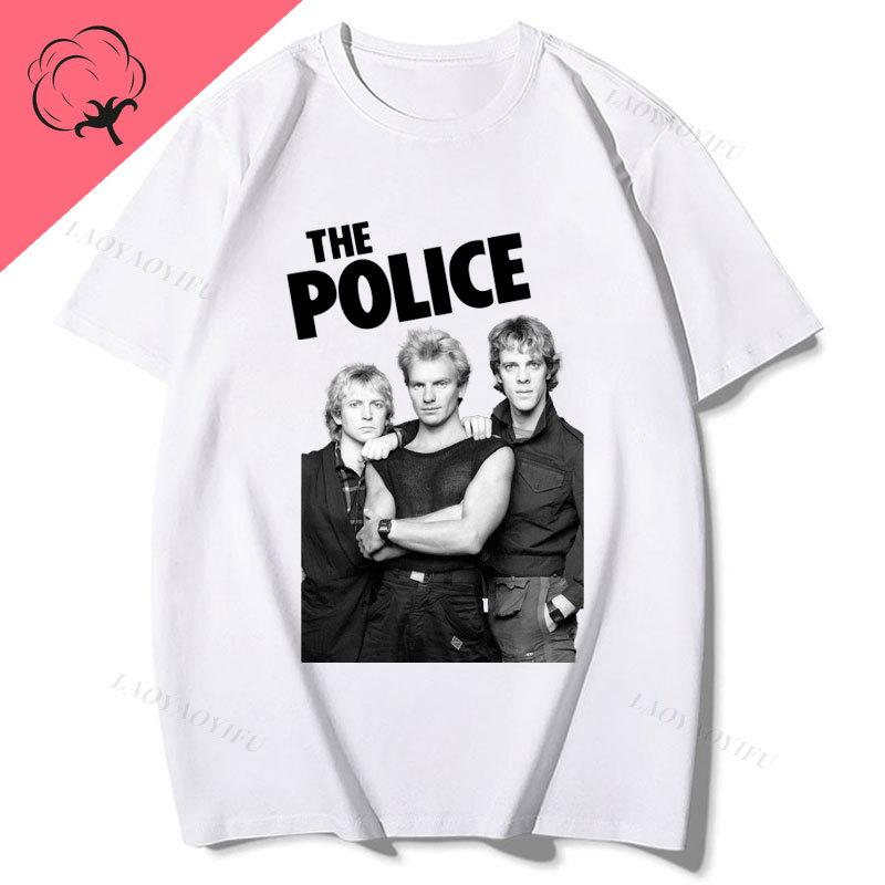 Band Camiseta The Police Ghost in The Machine Tour 1982 Unisex Women TShirt Vintage Streetwear Harajuku Gothic Cotton Cothes