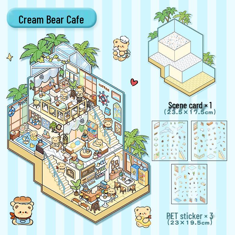 3D Мультяшные Миниатюрные Наклейки для Ландшафтной Сцены - Креативные DIY Декомпрессионные Наклейки