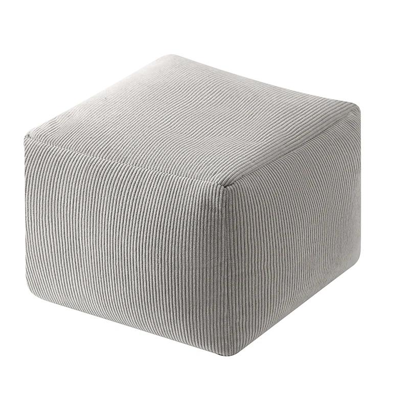 

Simple Stripes Moroccan corduroy Fabric Pouf Cover Craft Sofa Ottoman Footstool Unstuffed Living Room Bedroom Cushion Covers 40x40x30cm сірий