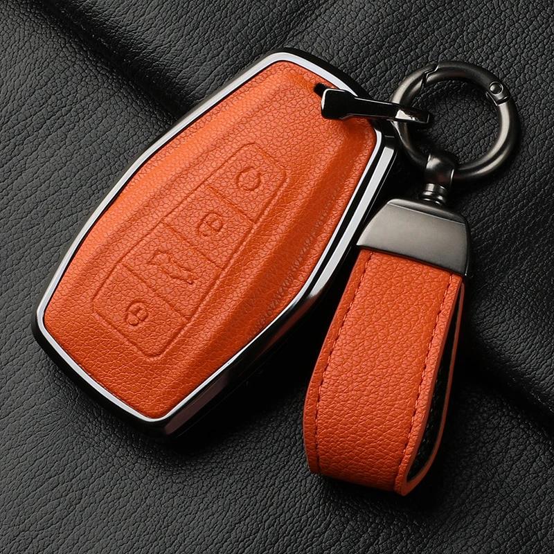 For Geely Car Key Case Cover  Coolray X6 X7 Geometry C Emgrand Global Kulrey Hawk Gx7 Okavango Nl3 Metal And Leather