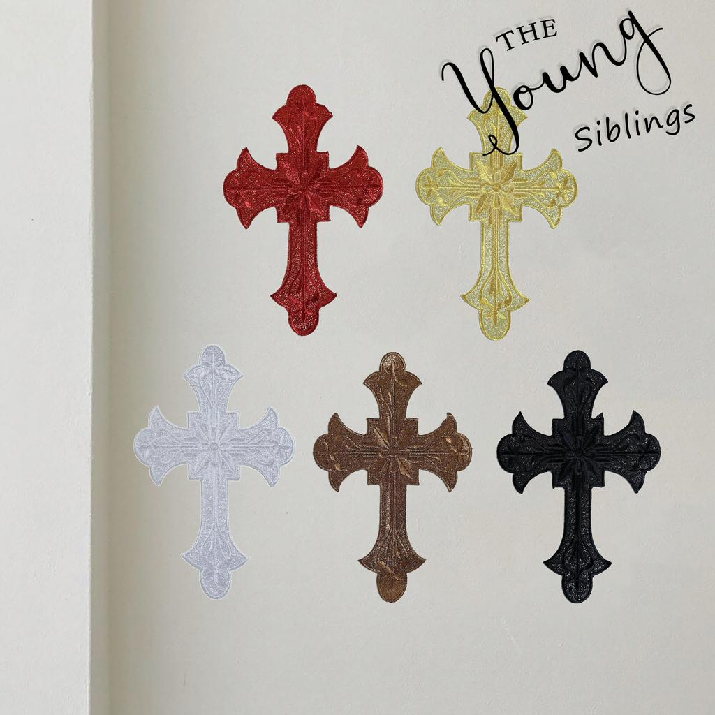 Adesivo in Stoffa Ricamato a Croce Multicolore Accessori per Abbigliamento Fori nei Vestiti Decorazione Fai da Te Fatta a Mano Toppa da Stirare Tessuto Artistico