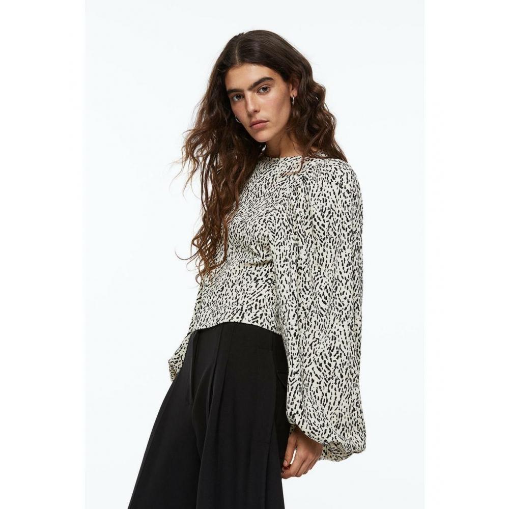 

H&M Джерси с объемными рукавами Кремовый узор 1153931002