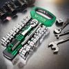 12/29/21pcs Socket Ratchet Handle Wrench Set 1/4" 3/8" Tools Repair Ratchet Set Car Repair Hand Tools Spanner Sleeves Head Tool