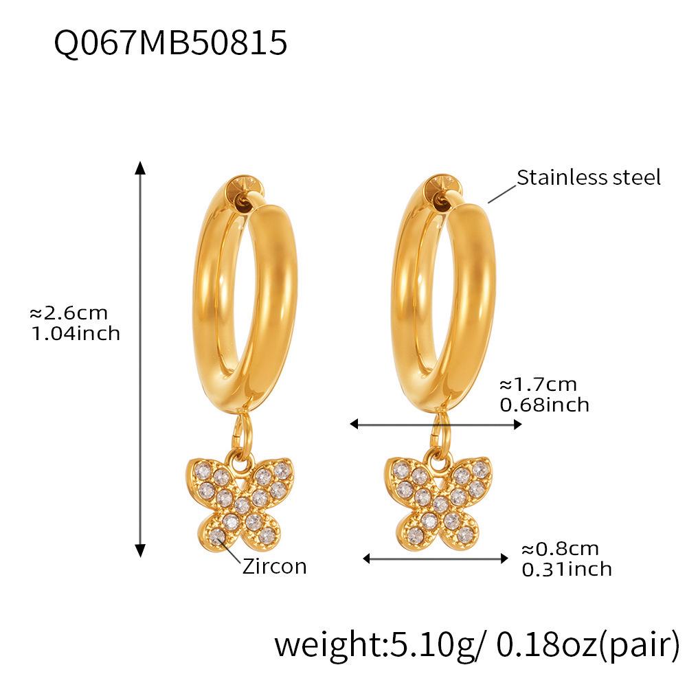 Oumika 18K Gold-Plated Butterfly & Diamond Earrings for Women