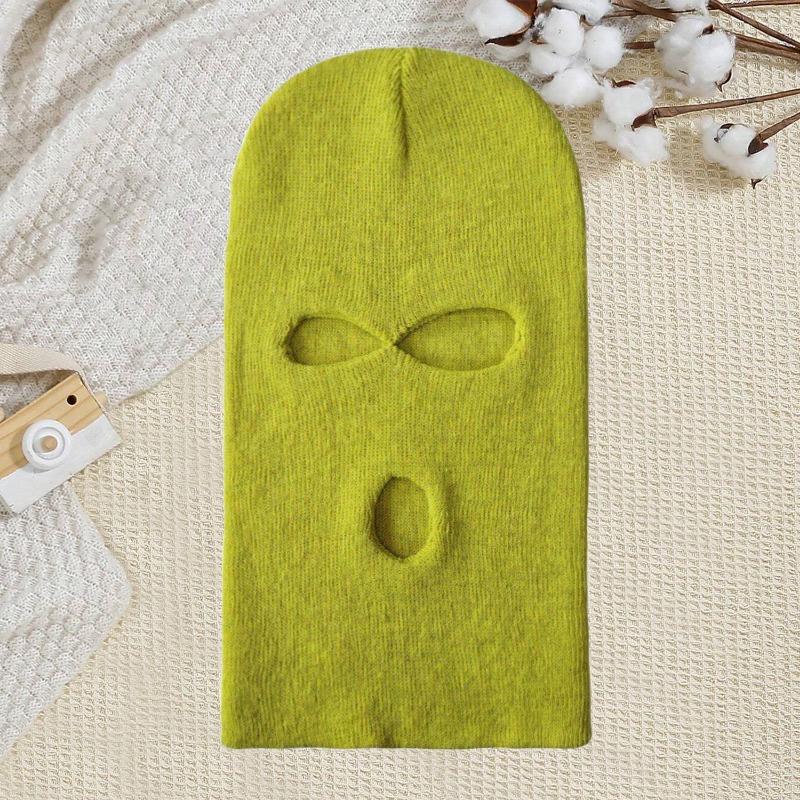 Warm cycling headgear Three-hole knitted hat Outdoor wool hat Outdoor windproof ski hat