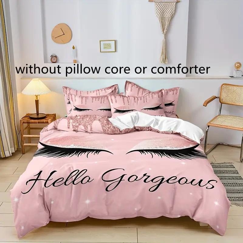 Fashion Eyelash Duvet Set Soft And Comfortable Bedroom Bedding Digital Printing Three-Piece Set 135 * 200 (two-piece set)