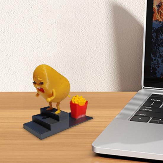 Pooping Potato Figurine 3D Printed Potato Become French Fries Ornament Desktop Potato And Fries Decoration Prank Gift for Fries Lovers