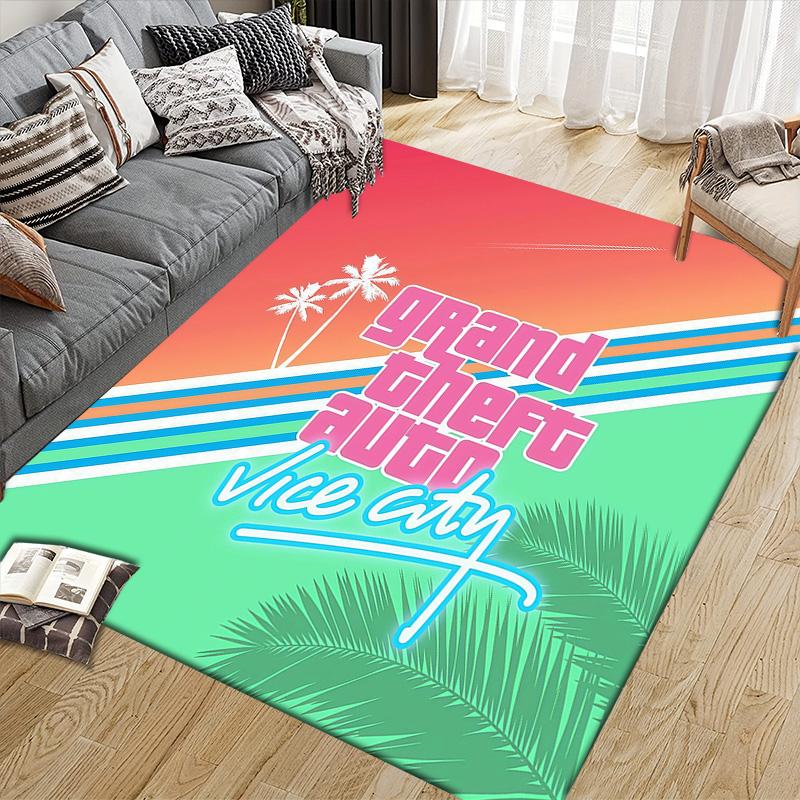 Grand Theft Auto2 Flannel Pattern Square Carpet,Area Rug,Carpet Rug for Living Room Bedroom Sofa Playroom Decor,Non-slip Floor Mat