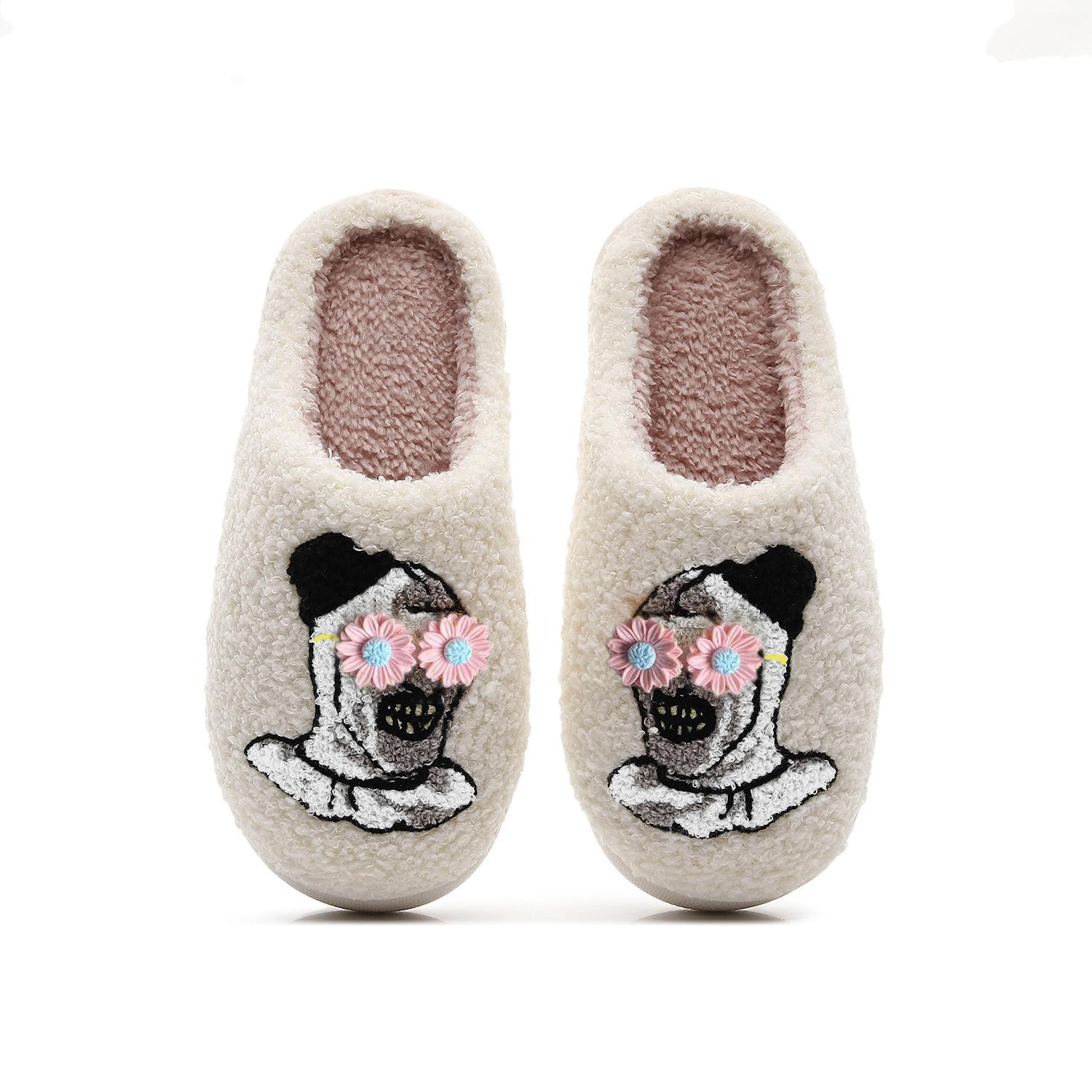 

Модные Хэллоуин Ужасы Атлантида Клоун Вышитые Плюшевые Домашние Толстоподошвенные Удобные Меховые Тапочки, Темный Панк Стильные Подарки 36-37