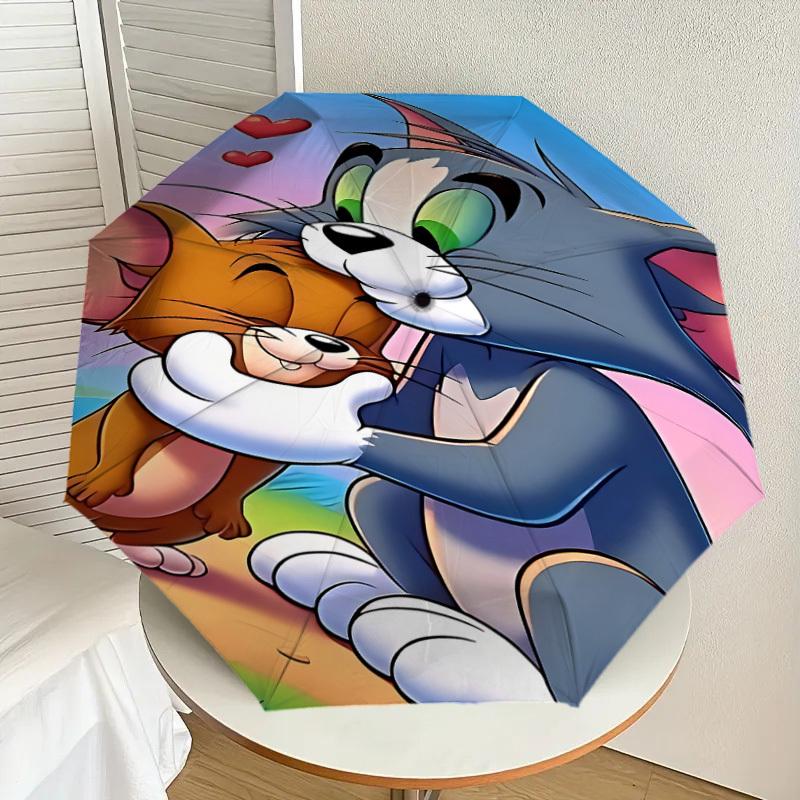 1PC Tom and Jerry Umbrella-8-Rib Reinforced, Automatic Open, Lightweight & Durable, Cute Fashion Accessory for Outdoor, D2681