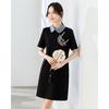 TERRE BLEUE Women's New Chinese Style A-Line Short-Sleeve Dress
