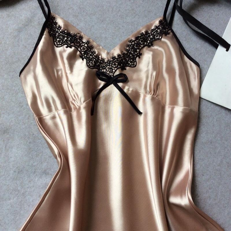 Satin Suspender Dress Pajamas Women Summer French Vintage Elegant Classic Basic Casual Mini Dress Homewear Chic