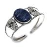 Natural Sodalite Gemstone Handmade 925 Sterling Silver Cuff Bangle Adj. AC-1443
