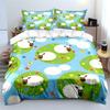 Cartoon Sheep and Butterflies On Grass Print Soft Comfortable Duvet Cover Bedding Set Included 1*Duvet Cover 2*Pillowcases