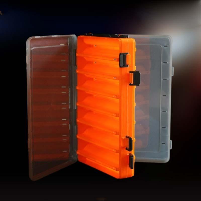 Angelbox mit 14 Fächern, Angelzubehör, Köderhakenboxen, Aufbewahrung, doppelseitig, hochfest, Angelköder-Tackle-Box