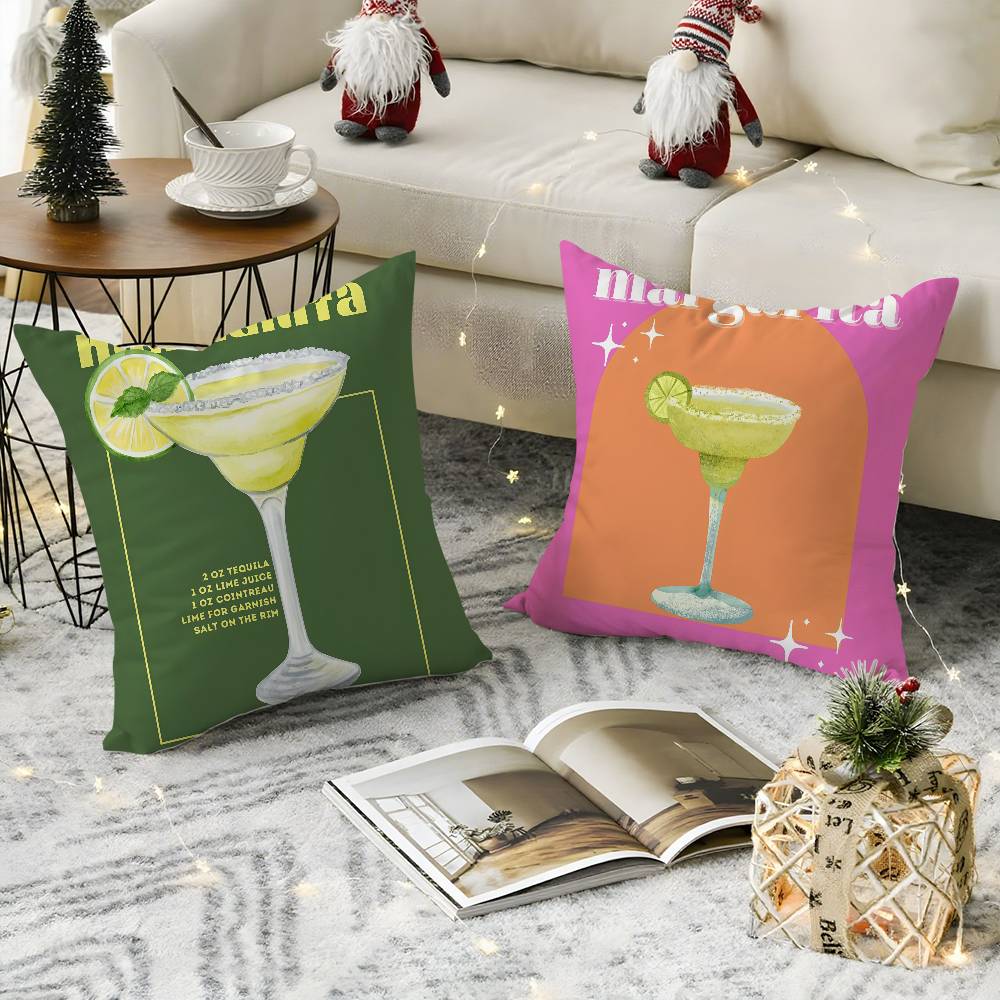Margarita Cocktail Kunst Kissenbezug Weicher Plüschstoff Beidseitiger Druck Dekorative Wohnzimmer Heimdekoration Geschenk Kissenhülle