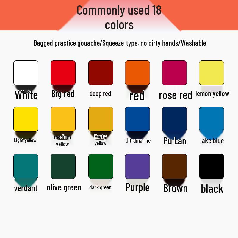 Mali Afwasbare Gouache Verf 100ml - Handgeschilderde Kleuren voor Kinderen en Studenten