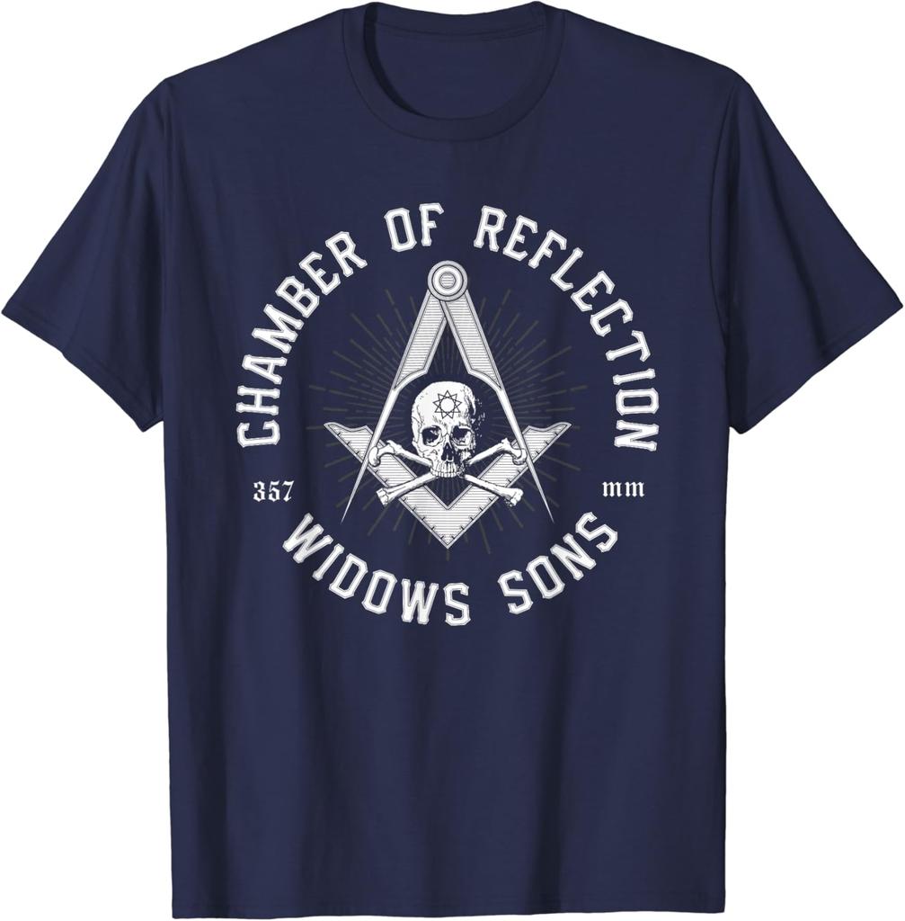 Widows Sons Freimaurer Zirkel und Winkelmaß Freimaurer T-Shirt 100% Baumwolle Rundhals Kurzarm Sommer Freizeit Herren T-Shirt Größe S-3XL