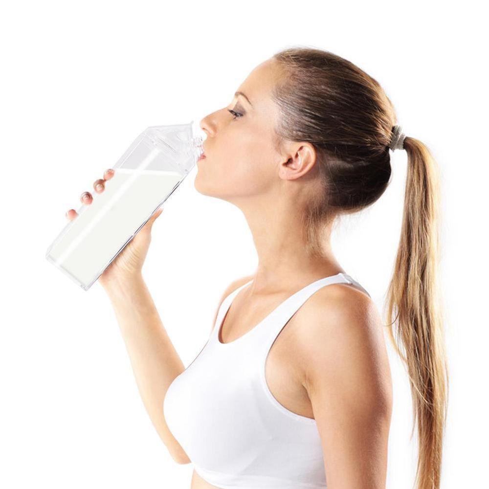 Clear with Brush Square Home Kitchen Supplies Straw Water Bottle Juice Box Milk Carton Drinkware