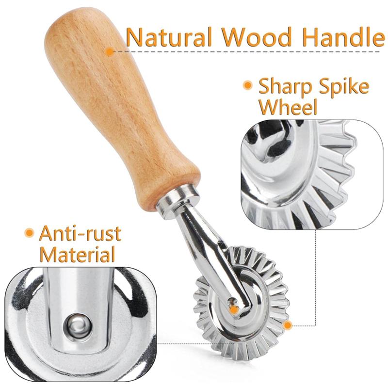 9 Styles Ravioli Cutter Pastry Press Mold with Wooden Handle Dumpling Lace Embossing Device Cookie Pasta Baking Tools Kitchen