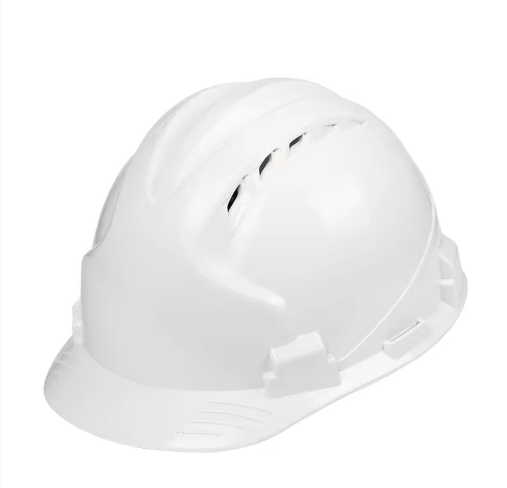 Safety Helmet Hard Hat V Type Slotted 6 Suspension Points Construction Industrial ABS EN397 Climbing Rescue (White,Without Visor&ABS)
