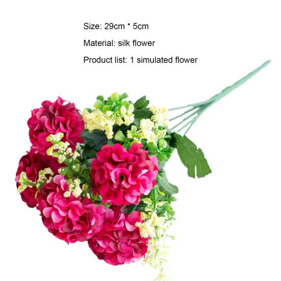 1 Bouquet Fake Flowers Charming Long-lasting 5 Heads Realistic Artificial Hydrangea Bouquet Garden Supplies