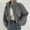Women S Stand Collar Loose Fit Long Sleeve Short Jacket
