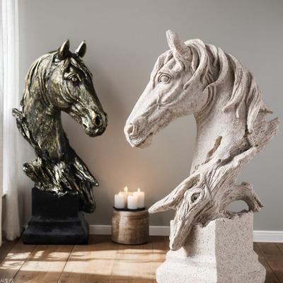 Nordic Style Retro Horse Head Ornaments Home Decoration Living Room Bogu Rack Office Ornaments Resin Craft Decoration