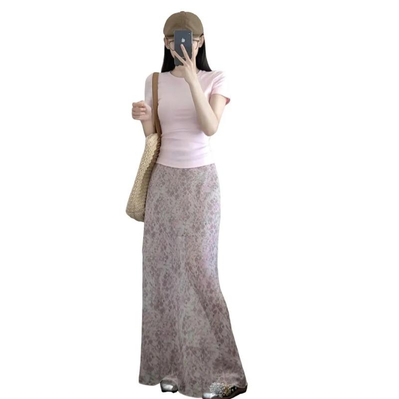 

Womens Floral Print High Waist Mermaid Maxi Skirt S