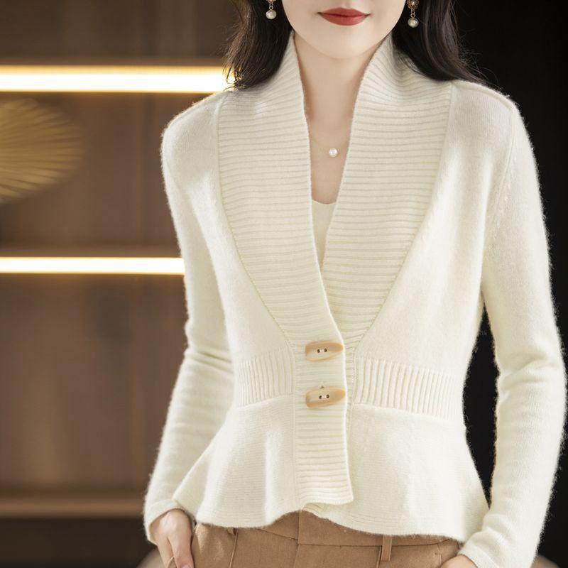 Cardigan Women's Short Spring Flip V-neck Outer Sweater Foreign Style Knitted Jacket