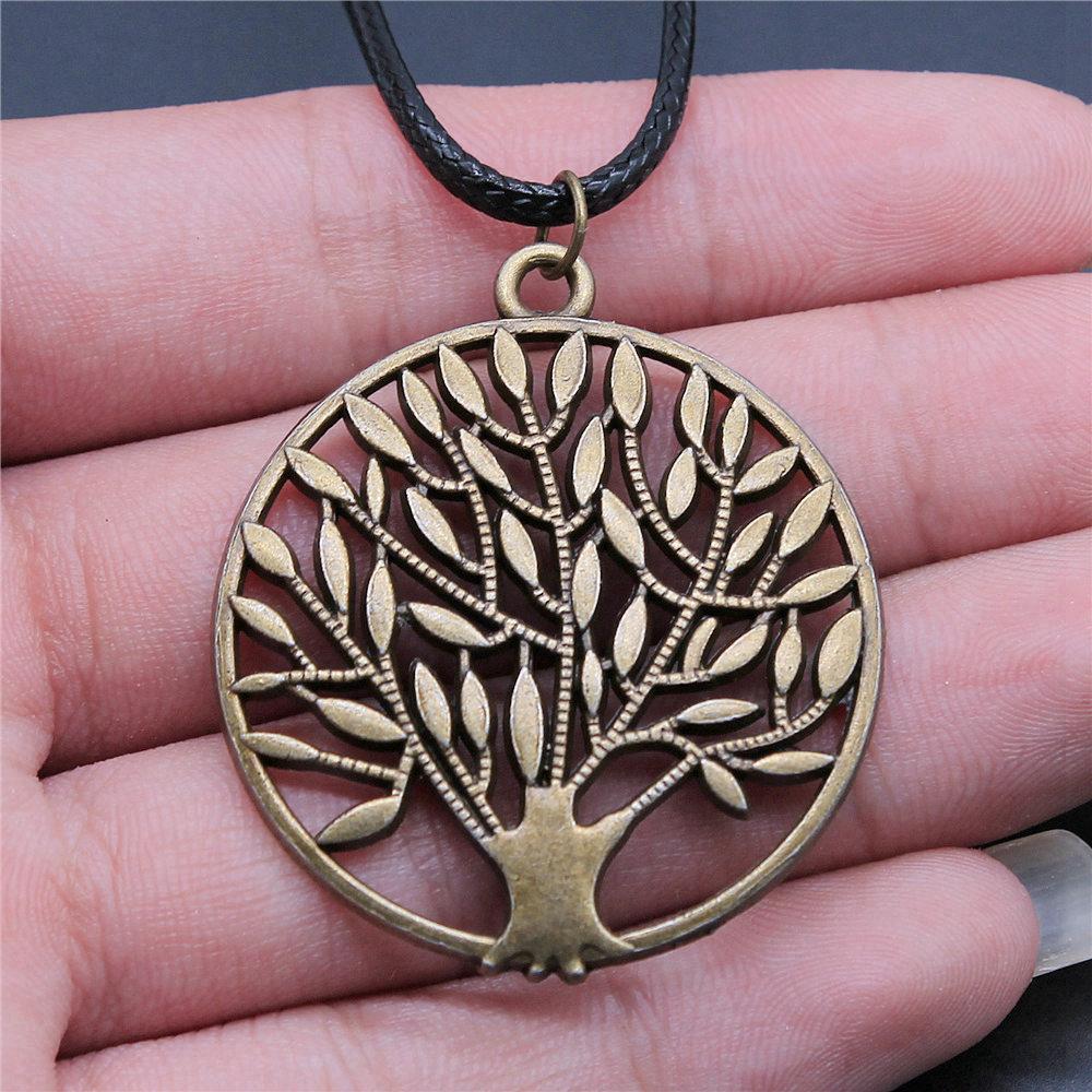 Tree of Life Nature Growth Pendant Antique Bronze Metal Daughter Choker Necklace Trendy Gift