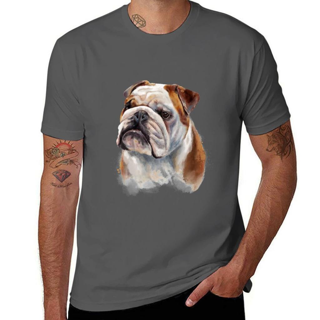 English Bulldog Watercolor Painting Tshirt Holiday Vacation Tee Shirt Tshirt