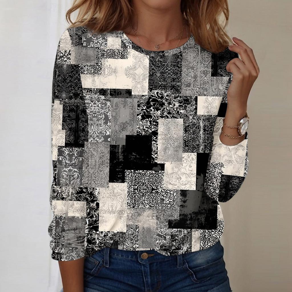 Long Sleeve Shirts For Women Cute Print Graphic Tees Blouses Casual Plus Size Basic Tops Pullover