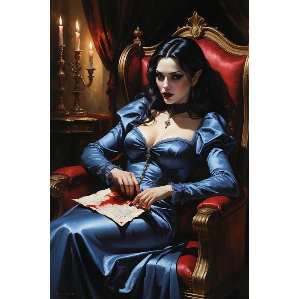 Dark Fantasy Romantic Gothic Vampire Queen Horror Blood Poster Print Wall Art Pictures Canvas Painting Living Room Home Decor