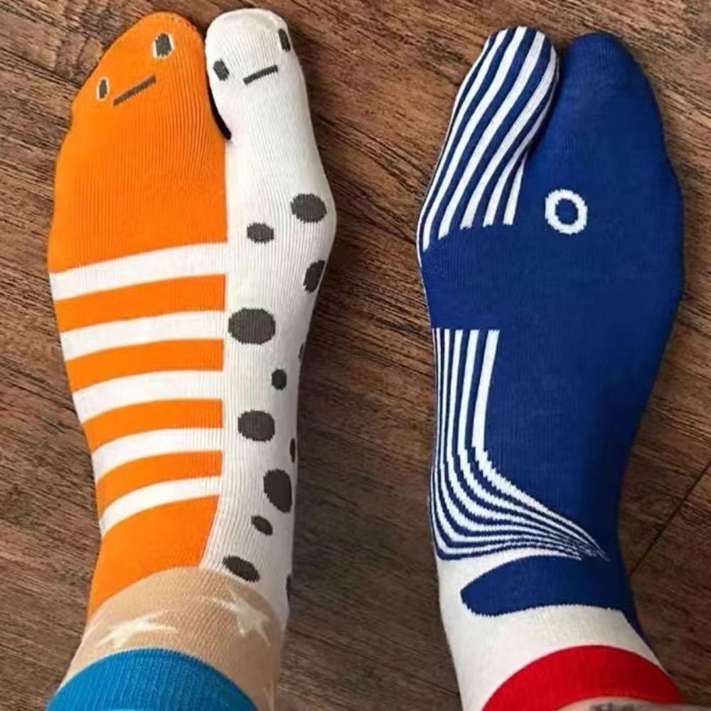 Whale Funny Fish Tube Socks Deep-sea Animals Toe Mid Calf Sock Fashion Two Toe Socks Gift