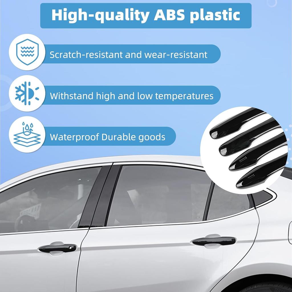 Snap-on Door Handle Cover for Toyota Camry 2018-2025 Door Handle Protectors for Corolla 2020-2025 Accessories(Glossy Black)