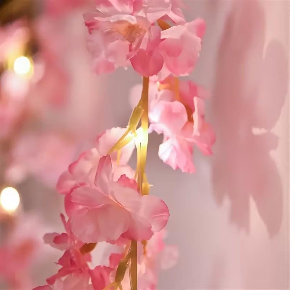 2m 6.56ft Artificial Sakura Vines 20 LEDs Fairy Lights Cherry Blossom String Light  Bridal