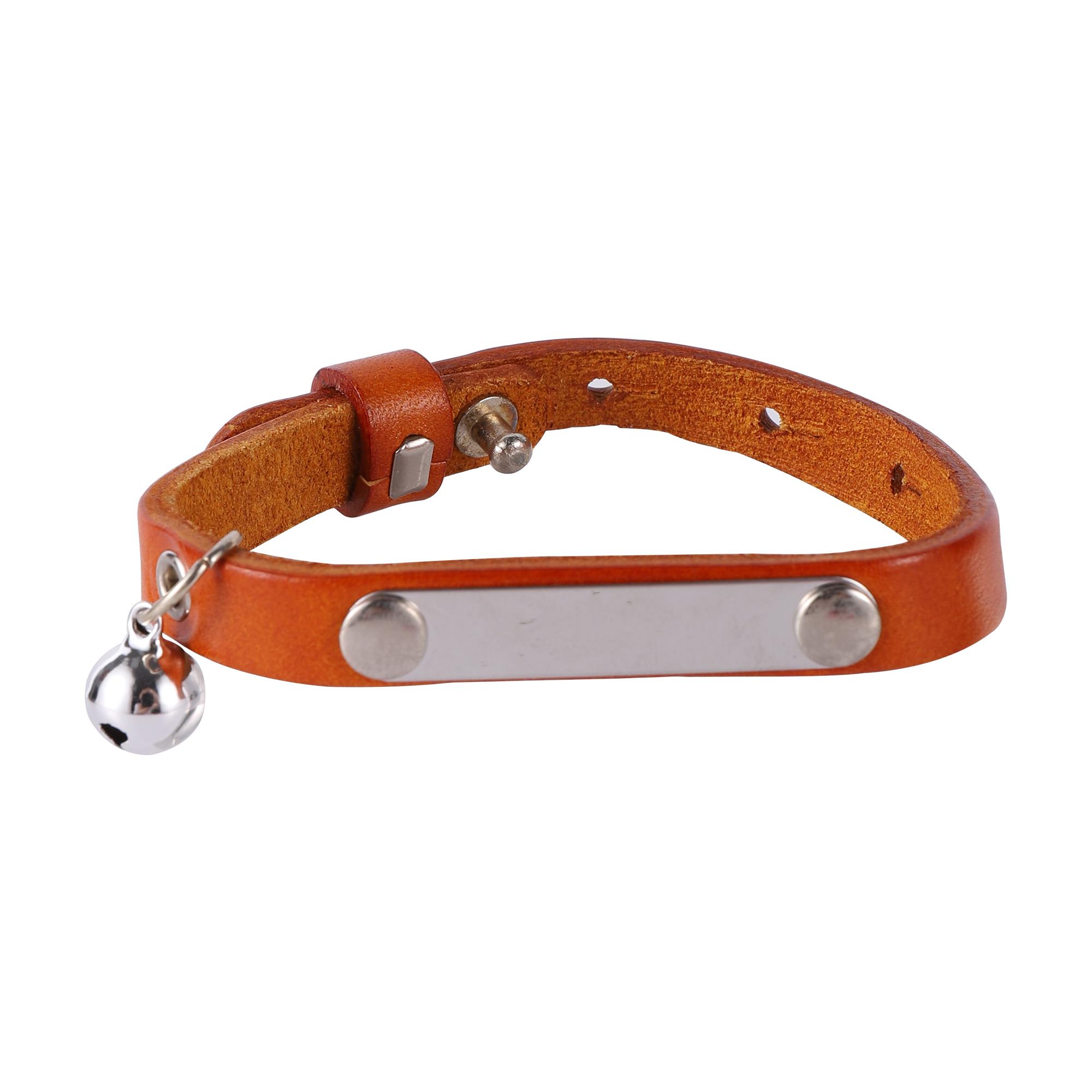 

Personalized Cat Collar Adjustable Leather Pet Cats Collars Necklace Custom Puppy Kitten Name Collars Anti-lost Cat Accessories S оранжевый