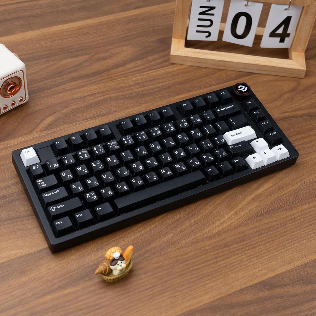 XVX "Minimalist Black" Keyboard Keycaps: Japanese, Korean, and Russian Engraved Opaque Black/White PBT.