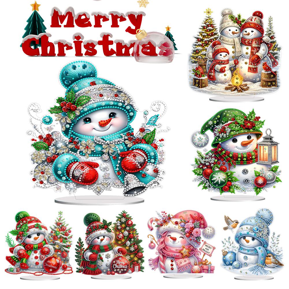 Christmas Snowman Diamond Painting Tabletop Ornaments Kit Acrylic Table Top Diamond Painting Ornament Kits Bedroom Table Decor