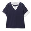 Giordano Women's Waffle Knit Color Block Short Sleeve T-Shirt